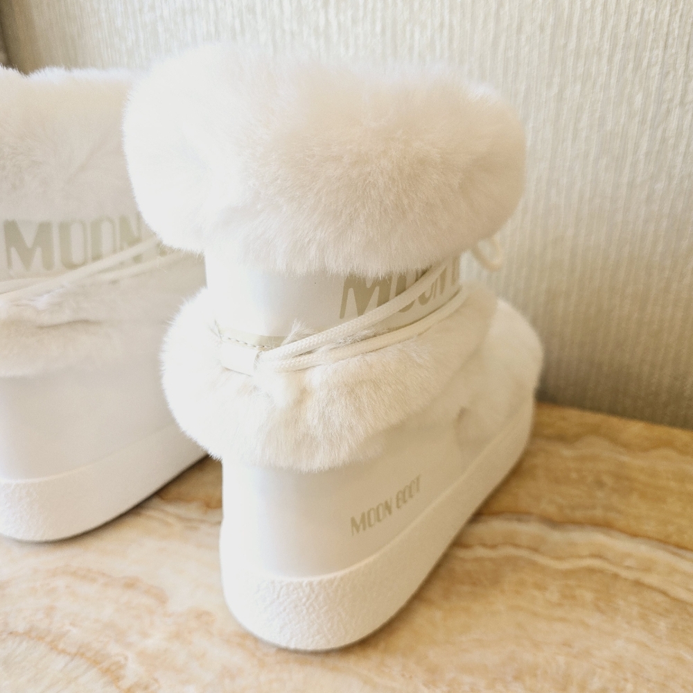 Moon Boot LTrack Faux Fur Boots Moon Boots L Track White Fur Winter Snow Boot - Picture 12 of 16